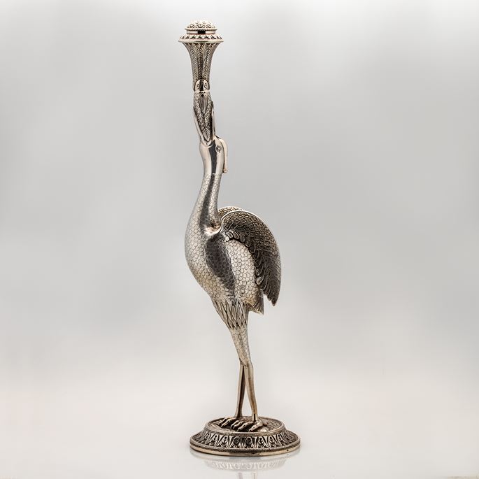 Egret or Heron-Shaped Silver Rosewater Sprinkler | MasterArt